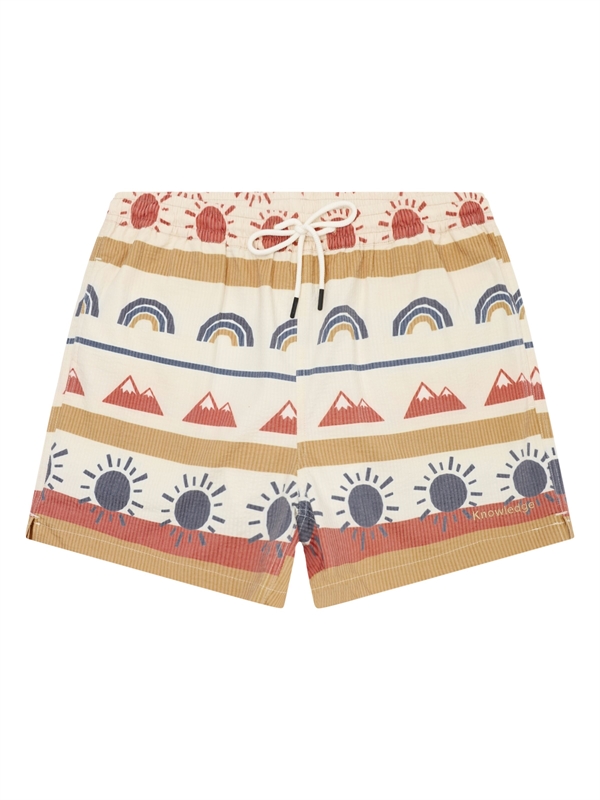 KnowledgeCotton Apparel Mens Mid-thigh Seersucker Swimshorts - Multi color AOP